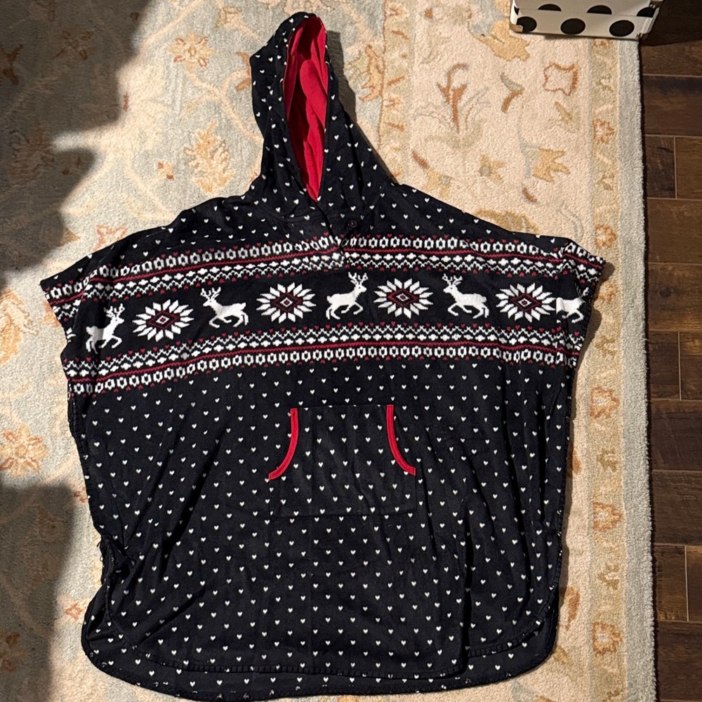 Chaps Black and Red Heart Patterned Garment